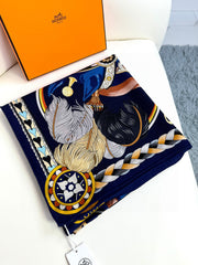 Harnais De Coeur Scarf 135 CM In Black Colorful Cashmere And Silk 381095
