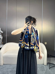 Harnais De Coeur Scarf 135 CM In Black Colorful Cashmere And Silk 381095