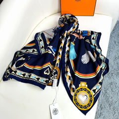 Harnais De Coeur Scarf 135 CM In Black Colorful Cashmere And Silk 381095