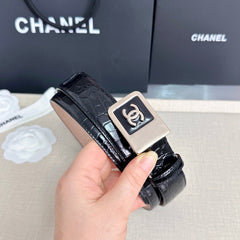 CC 3.0cm Belt Black Crocodile-Embossed 209363