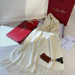 Loro Piana Long Scarf Ivory Cashmere 150413