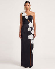 Orchid Embellished Cutout Slit Maxi Dress - Black