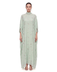 Embellished Mock-Neck Kaftan Maxi Dress - Mint Green