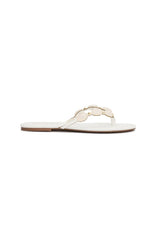 Kira Beaded Thong Sandals White