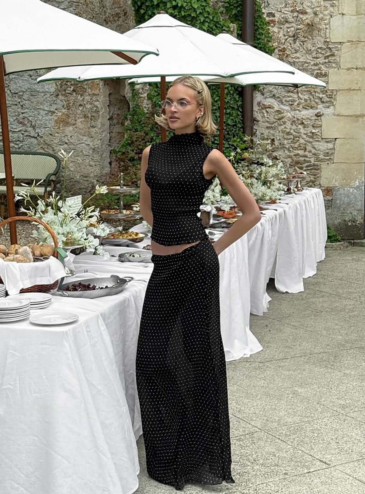 Ford Maxi Skirt Onyx Polka Dot