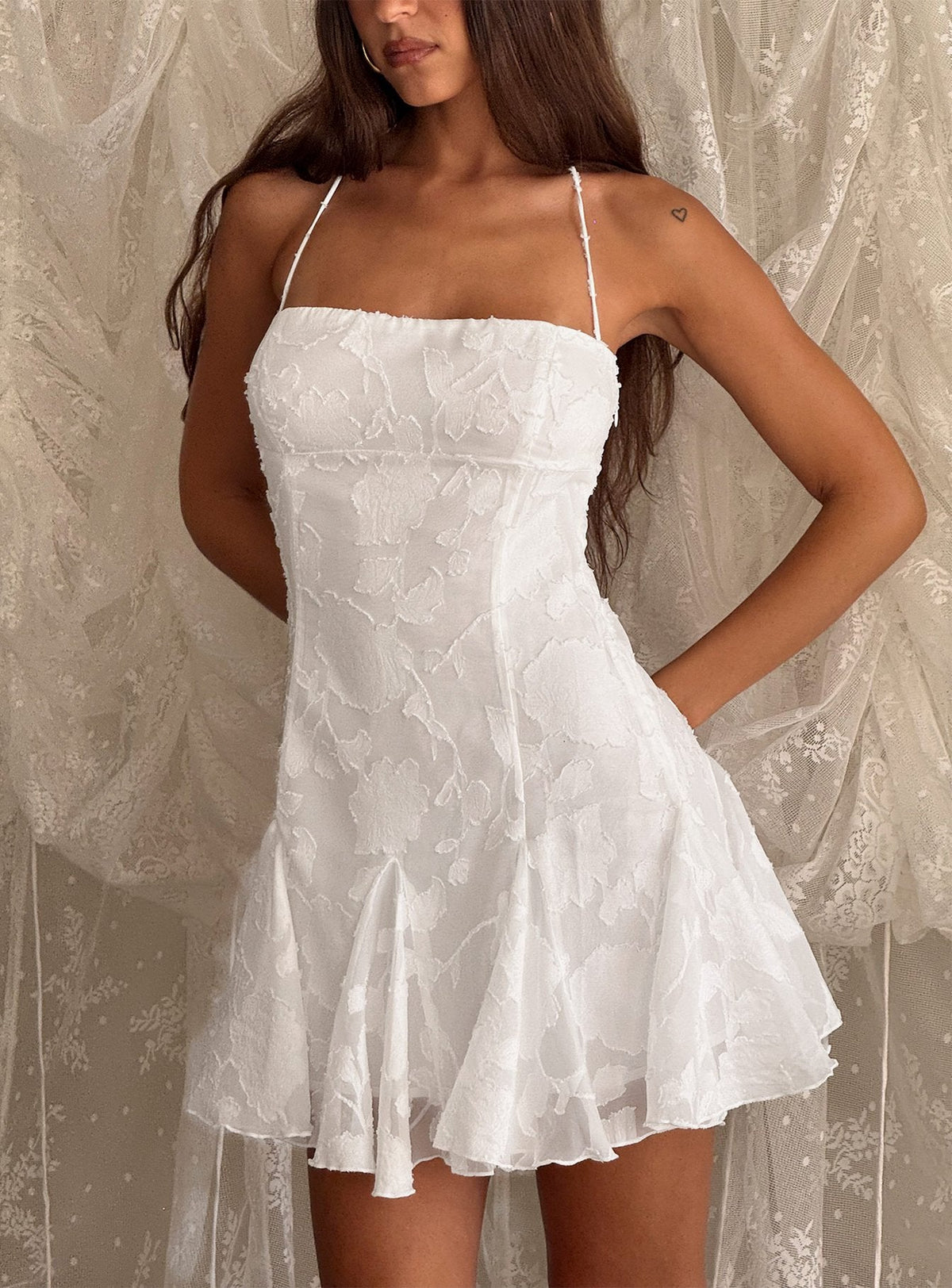 Delamere Mini Dress White Burnout