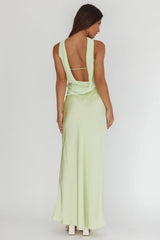 Damsel Reverse Halter Frill Trim Maxi Dress Sage