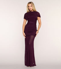 Solenne Mock Neck Mesh Mermaid Formal Dress