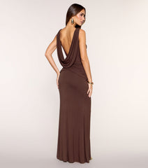 Sorrel Cowl Back Side Slit Formal Dress