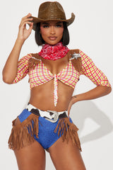 Cowgirl Sheriff 5 Piece Costume Set - Brown/combo