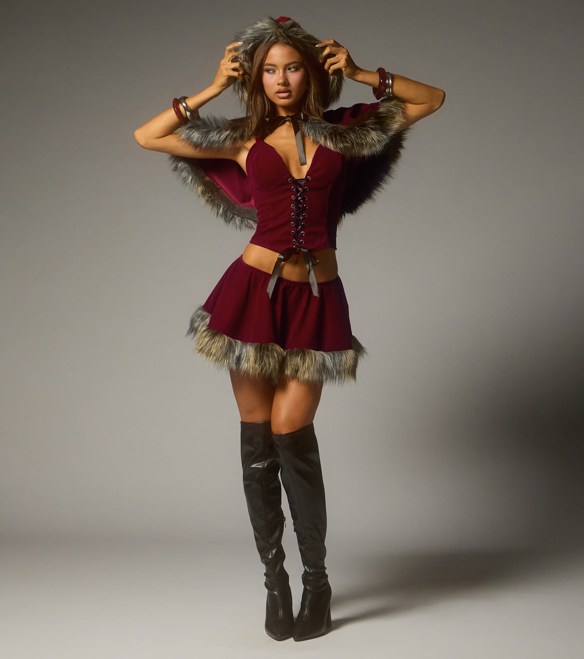 Little Red Lace-Up Corset Top