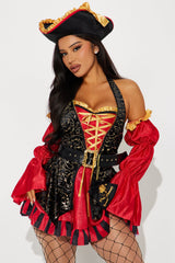 Sassy Pirate Overseas 5 Piece Costume Set - Black/Red
