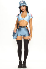 Sexy Package Delivery 6 Piece Costume Set - Blue/combo