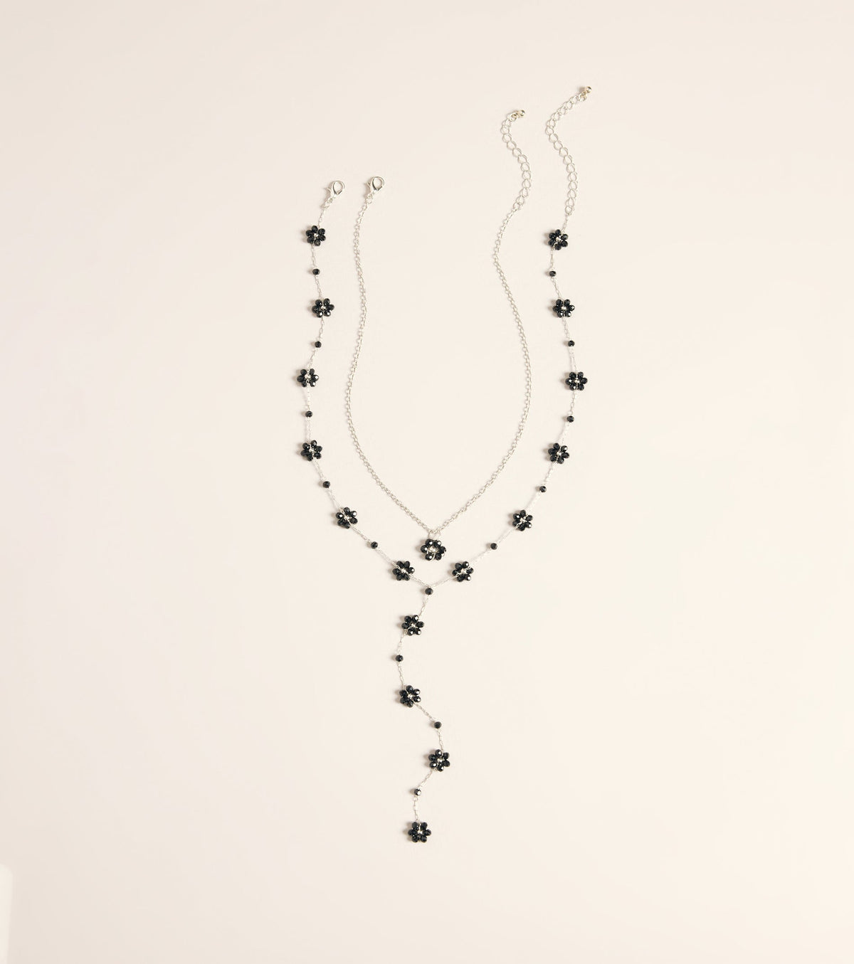 Petal Drop Floral Lariat Necklace Set