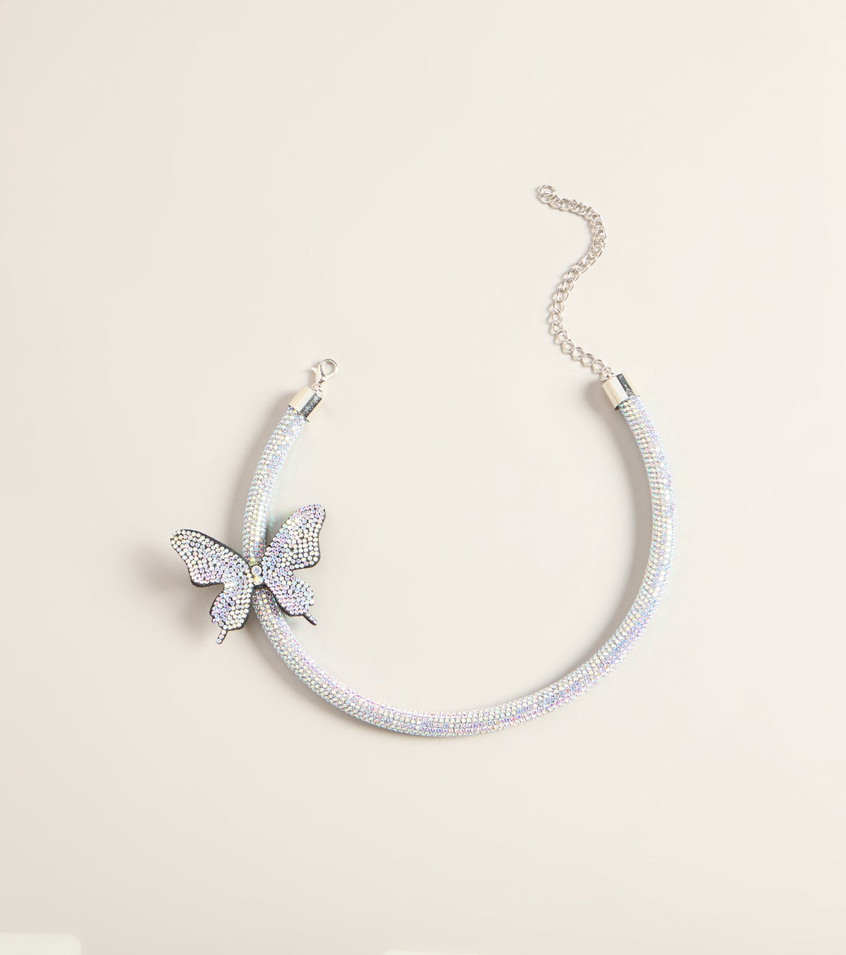 Flutter Effect Rhinestone Butterfly Collar Necklace