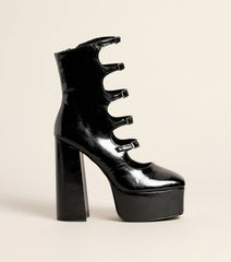 Risky Business Patent Buckle Booties