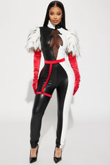 Keep It Cruel Jumpsuit 4 Piece Costume Set - Black/White