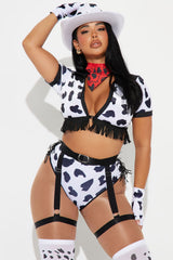 Wild Cowgirl 7 Piece Costume Set - White/Black