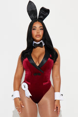Playboy Hef Bunny 6 Piece Costume Set - Burgundy/combo
