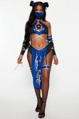 Electric Warrior Ninja 5 Piece Costume Set - Blue/combo