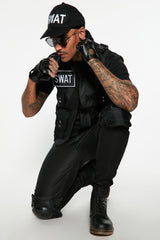 Swat Boss 4 Piece Costume Set - Black