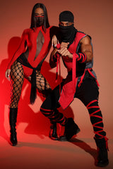 Silent Killer Ninja 6 Pice Costume Set - Red/Black