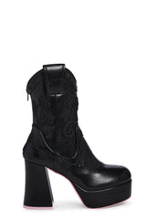 Follow The Sunset Cowboy Boots - Black