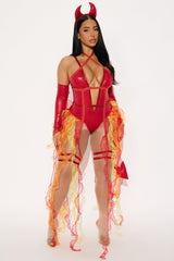 Flamin' Devil 4 Piece Costume Set - Red/combo