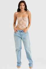 cream paisley lace top