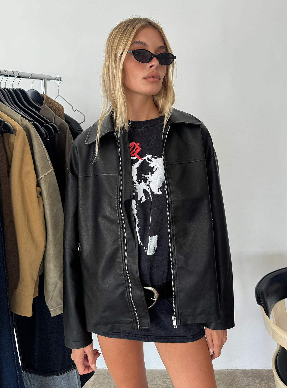 Napoleon Faux Leather Jacket Black