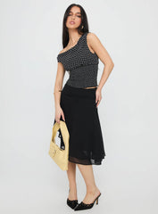 Evanescence Asymmetrical Midi Skirt Black