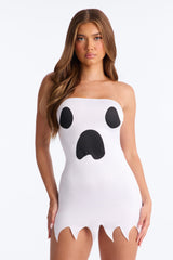 Peek A Boo Bodycon Tube Dress Costume - White