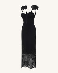 Orchid Embroidered Corset Dress - Black