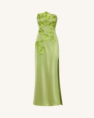 Floral Embroidered Long Dress - Green