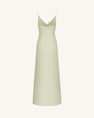 Iris Motif Satin Slip Gown - Light Green/Purple