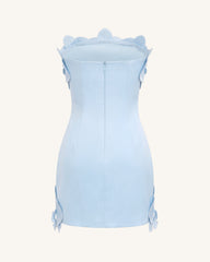 Orchid Trim Strapless Mini Dress - Blue