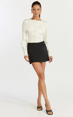 Mikey Mini Skirt - Mid Waisted Tailored A Line Skirt in Black