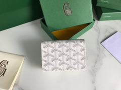 Goyard Malesherbes Card Wallet 10cm White Canvas & Calfskin