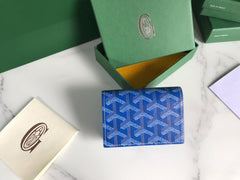 Goyard Malesherbes Card Wallet 10cm Blue Canvas & Calfskin