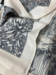 Faubourg Tropical Scarf 135 CM Black White Cashmere And Silk