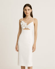 Bloom-Cut Contour Dress - White