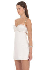 Iridescent A-Line Mini Dress in White