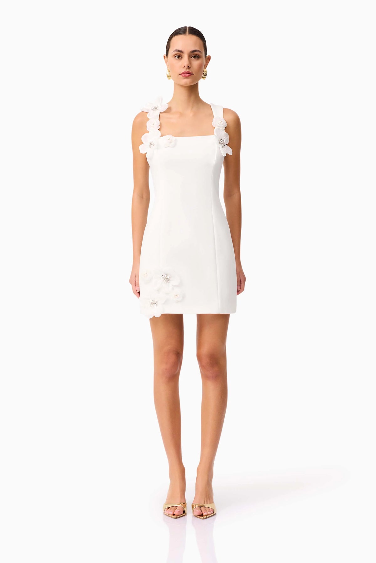 Chantelle Floral Mini Dress in White