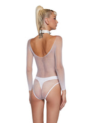 Supernova Party Fishnet Bodysuit - White