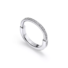 LOCK RING SILVER DIAMOND PAVED