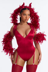 Sinfully Sexy 4 Piece Costume Set - Red