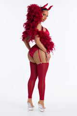 Sinfully Sexy 4 Piece Costume Set - Red