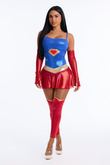 Super Tease 3 Piece Costume Set - Red/combo