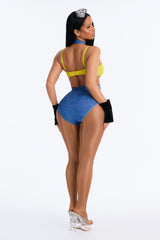 Babe In Overalls 4 Piece Costume Set - Blue/combo