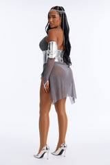 Armor Goddess 5 Piece Costume Set - Silver